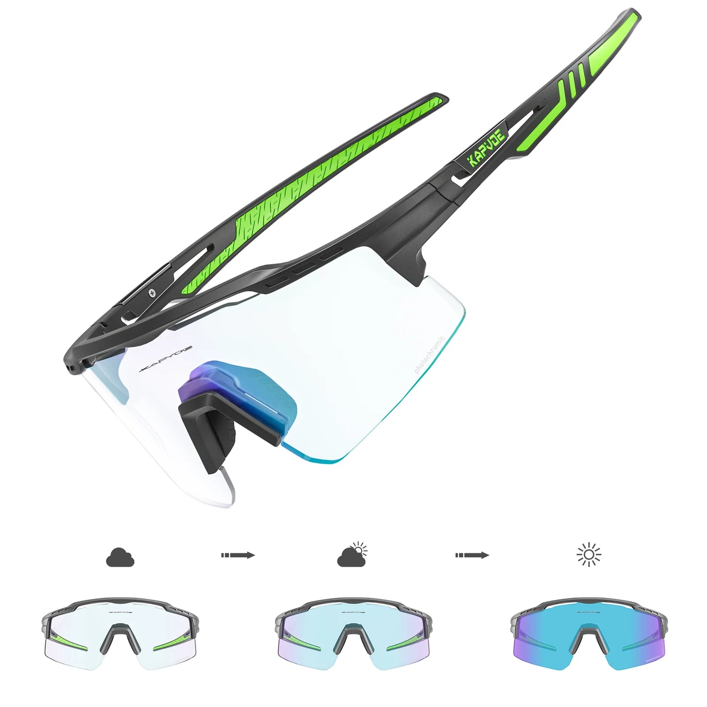 Lentes de sol fotocromáticos UV 400 para actividades al aire libre.