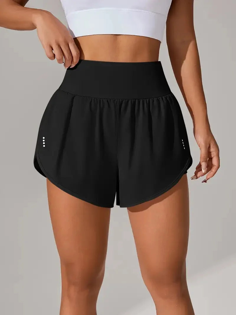 Short deportivo de verano para mujer de malla 2 en 1 transpirable de cintura alta ideales para correr o hacer yoga.