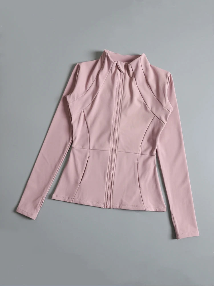 Chaqueta de cuello redondo de alta elasticidad