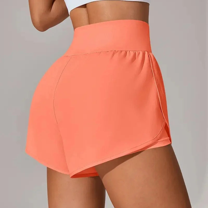 Short deportivo de verano para mujer de malla 2 en 1 transpirable de cintura alta ideales para correr o hacer yoga.