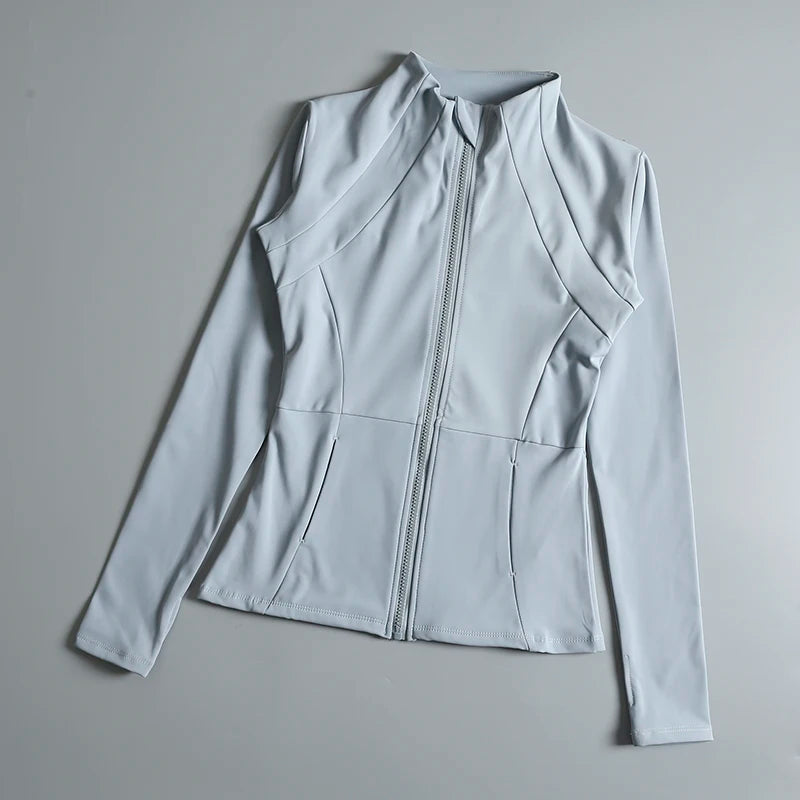 Chaqueta de cuello redondo de alta elasticidad
