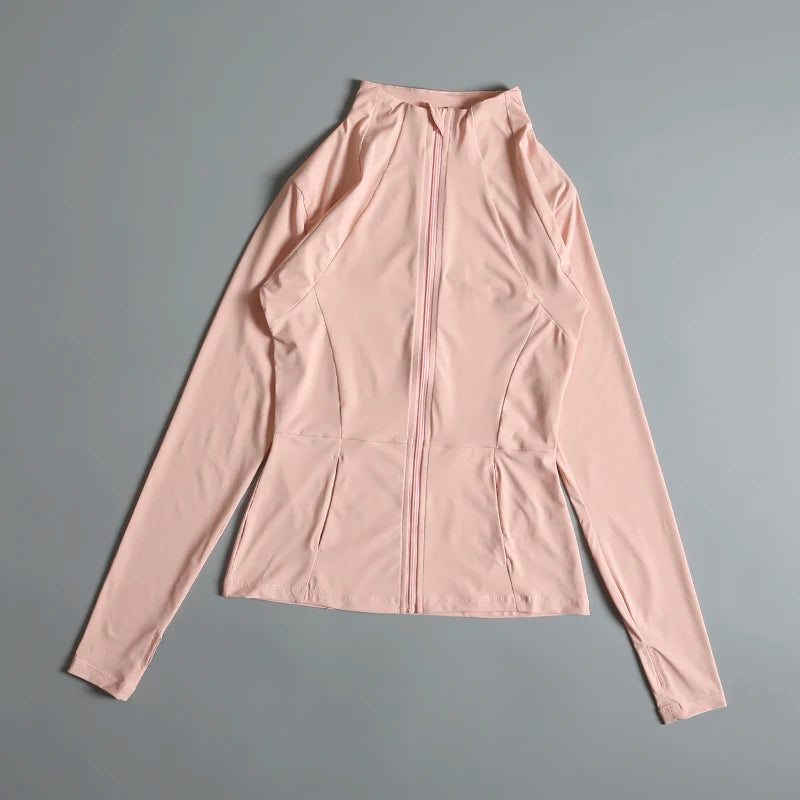 Chaqueta de cuello redondo de alta elasticidad