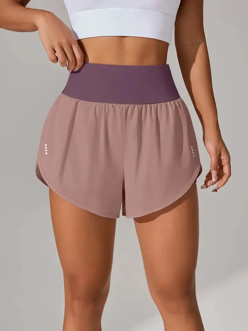 Short deportivo de verano para mujer de malla 2 en 1 transpirable de cintura alta ideales para correr o hacer yoga.