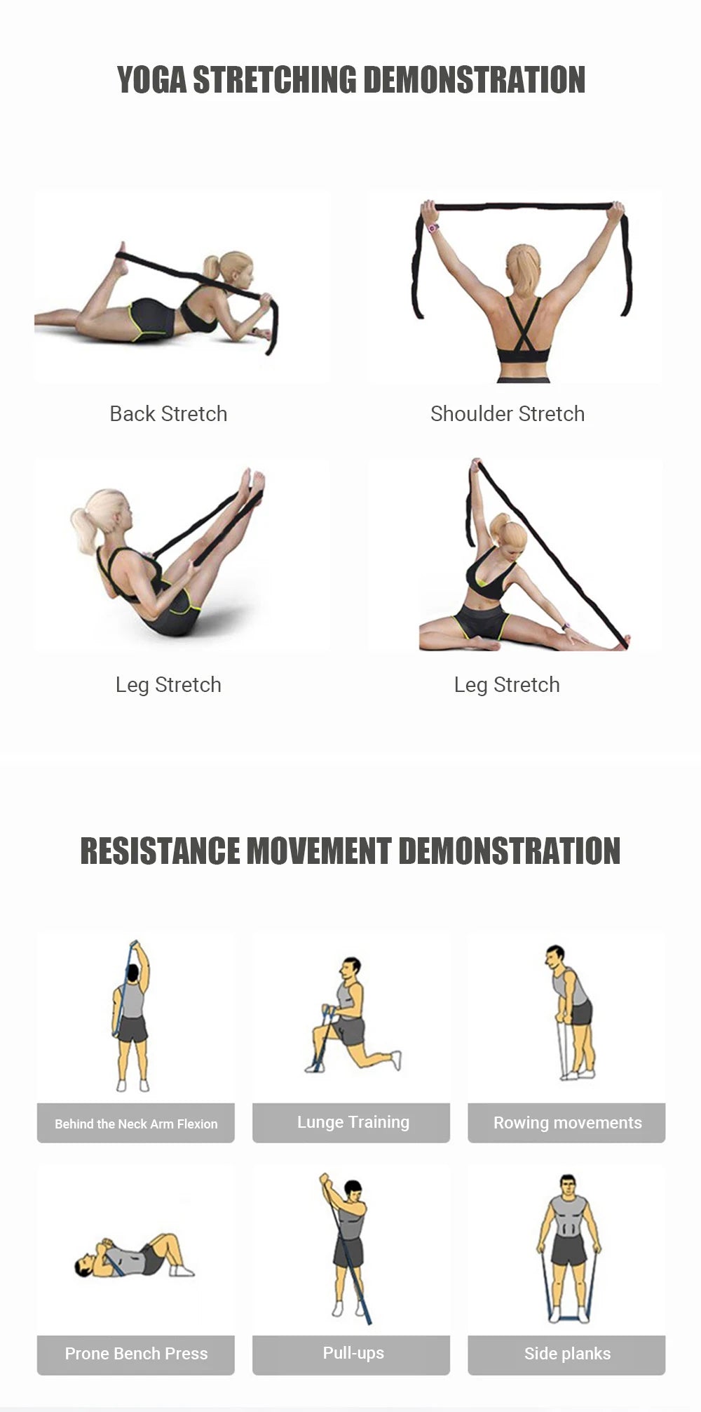 Bandas elásticas de resistencia para yoga