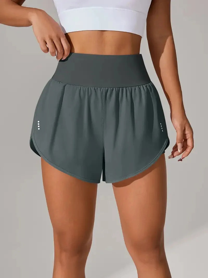 Short deportivo de verano para mujer de malla 2 en 1 transpirable de cintura alta ideales para correr o hacer yoga.