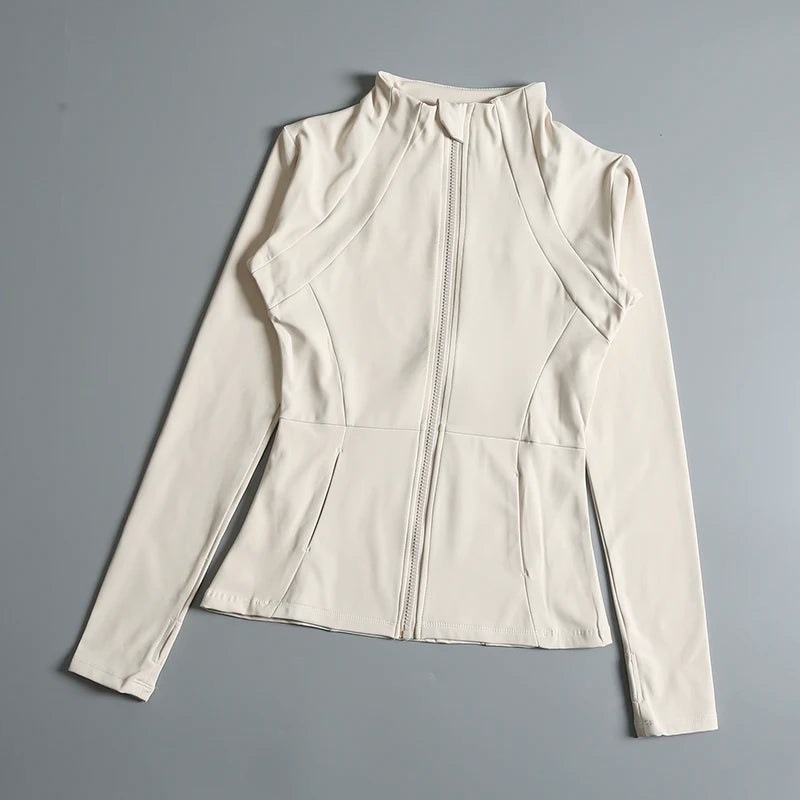 Chaqueta de cuello redondo de alta elasticidad