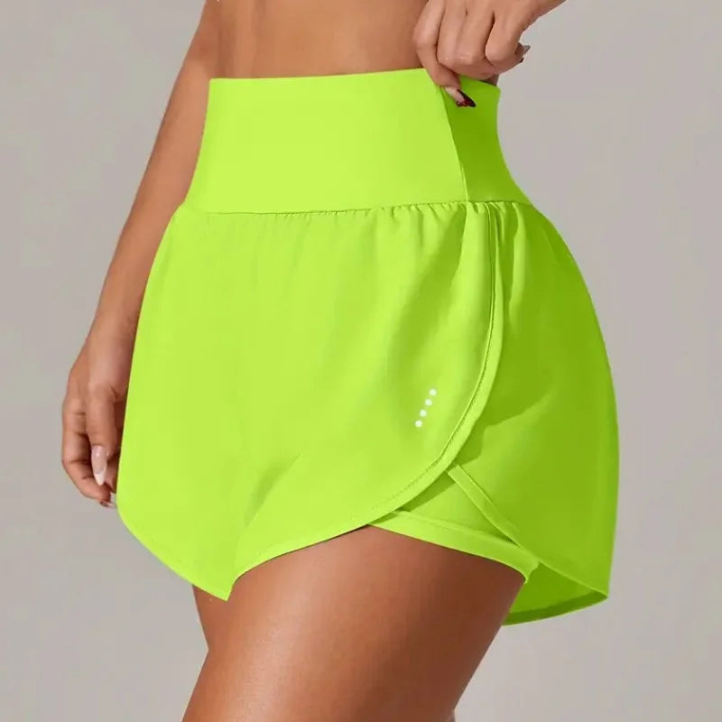 Short deportivo de verano para mujer de malla 2 en 1 transpirable de cintura alta ideales para correr o hacer yoga.