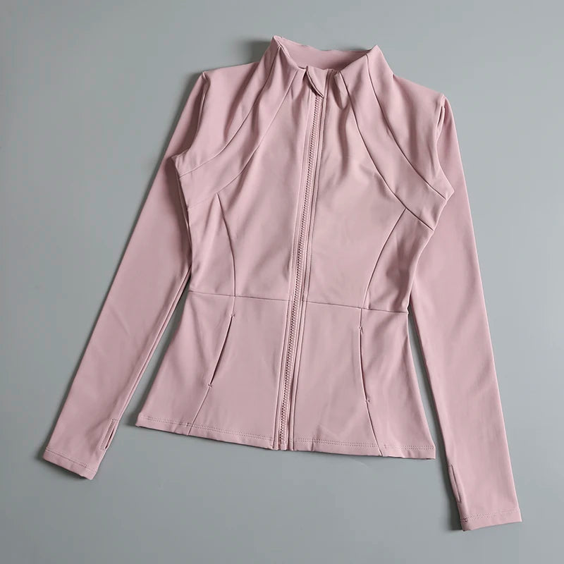 Chaqueta de cuello redondo de alta elasticidad