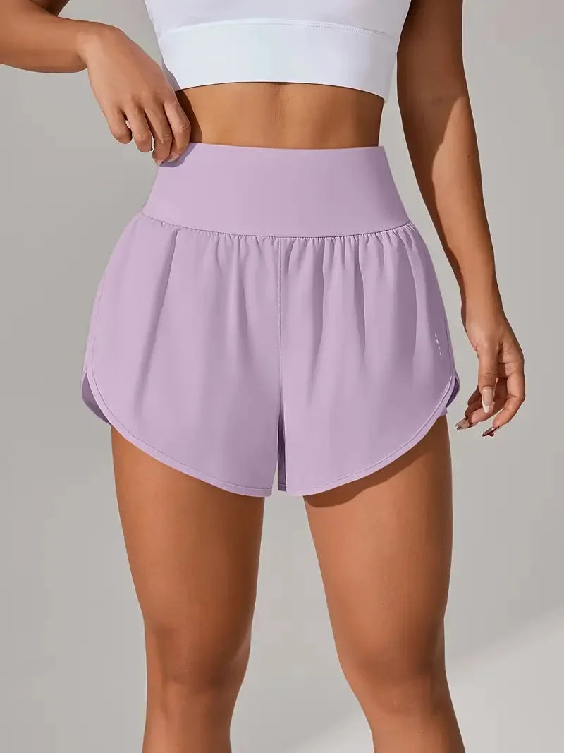 Short deportivo de verano para mujer de malla 2 en 1 transpirable de cintura alta ideales para correr o hacer yoga.