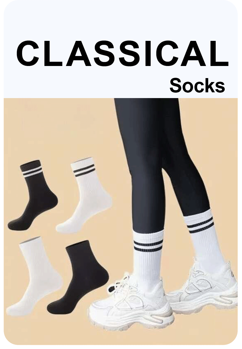 4 Pares de calcetines versátiles para mujer con patrón de barras paralelas