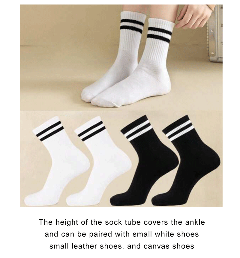 4 Pares de calcetines versátiles para mujer con patrón de barras paralelas