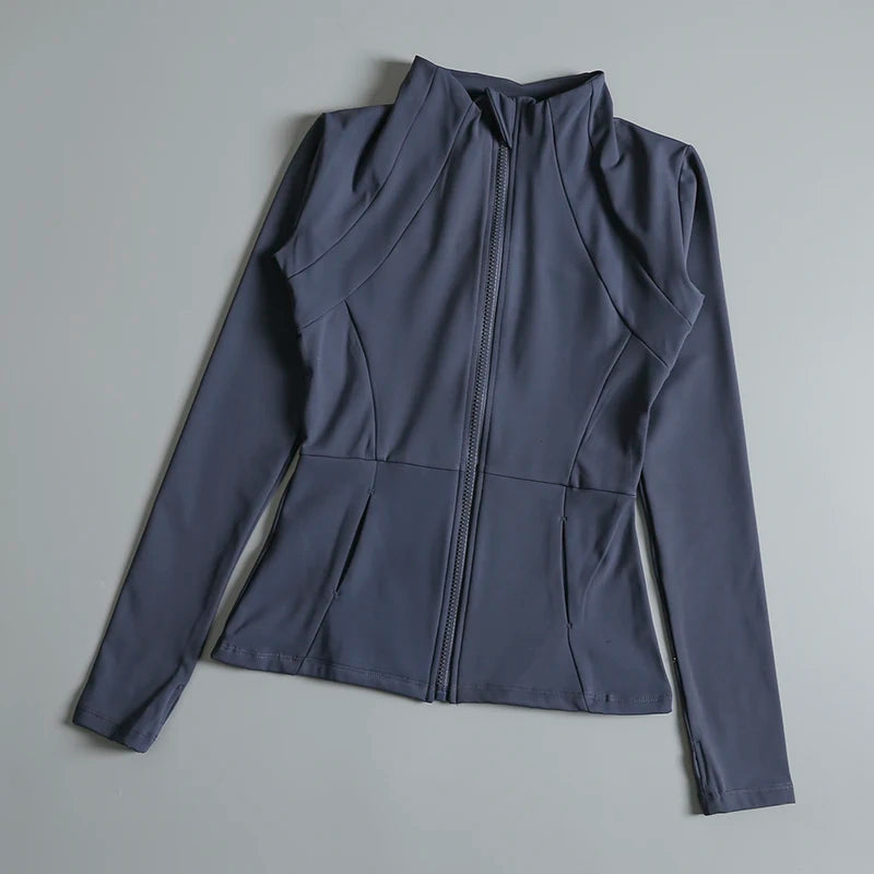 Chaqueta de cuello redondo de alta elasticidad