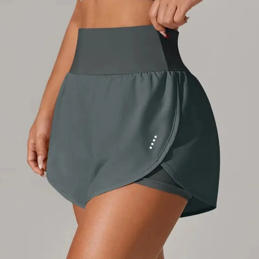 Short deportivo de verano para mujer de malla 2 en 1 transpirable de cintura alta ideales para correr o hacer yoga.