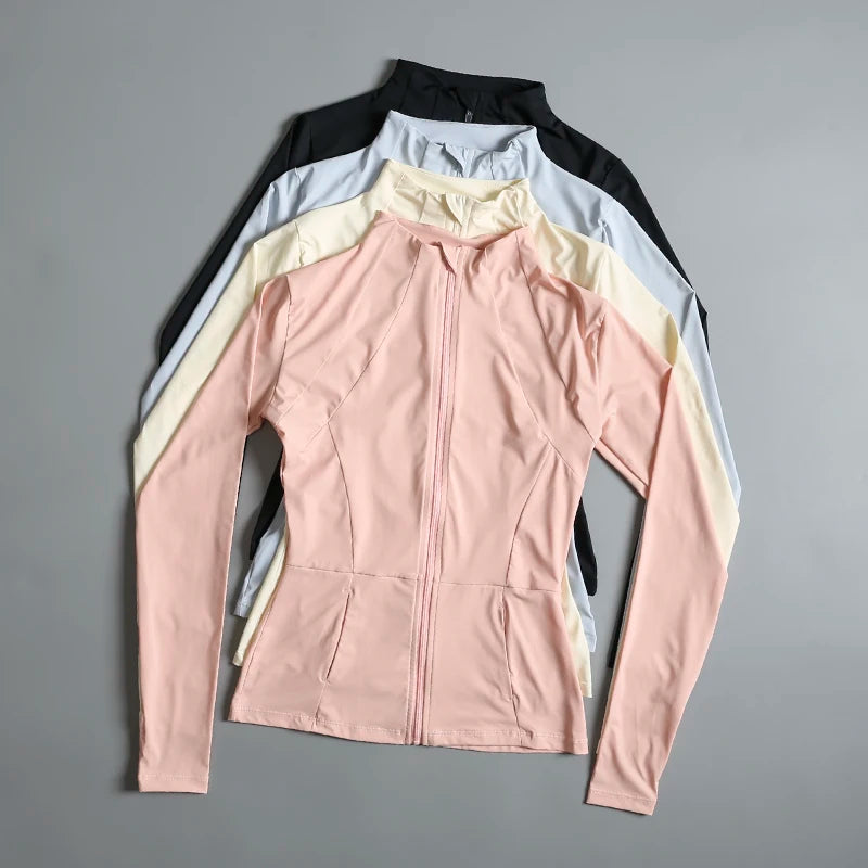 Chaqueta de cuello redondo de alta elasticidad