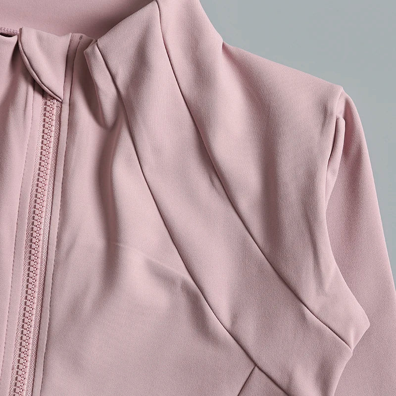 Chaqueta de cuello redondo de alta elasticidad