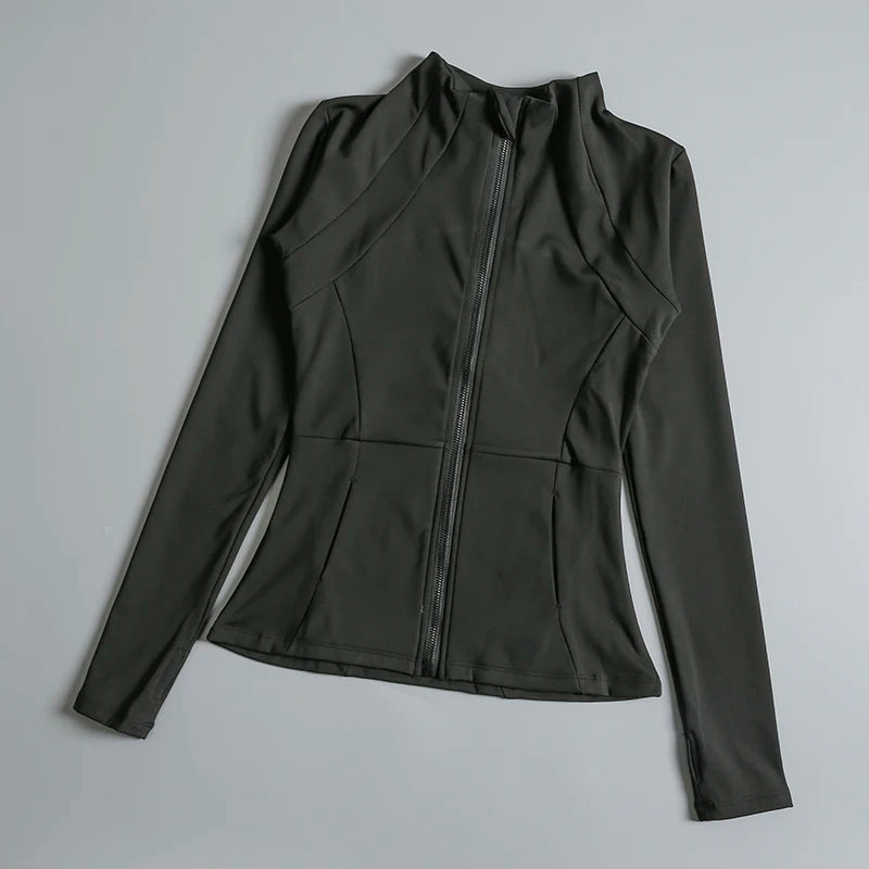 Chaqueta de cuello redondo de alta elasticidad