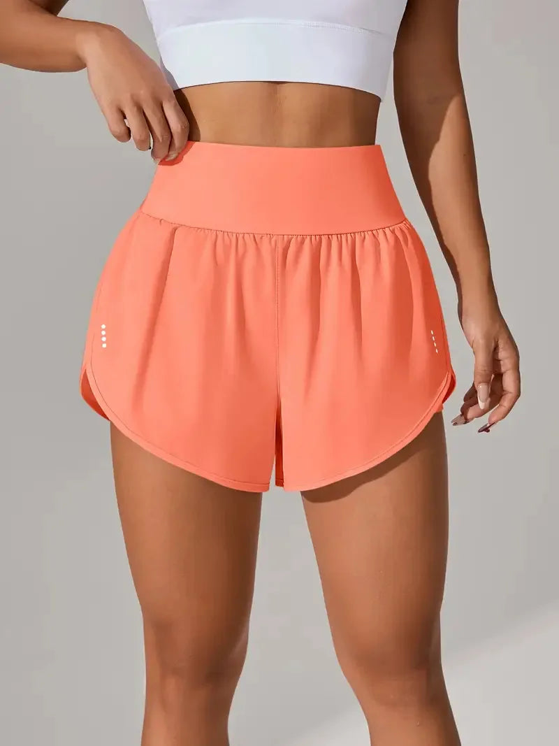 Short deportivo de verano para mujer de malla 2 en 1 transpirable de cintura alta ideales para correr o hacer yoga.