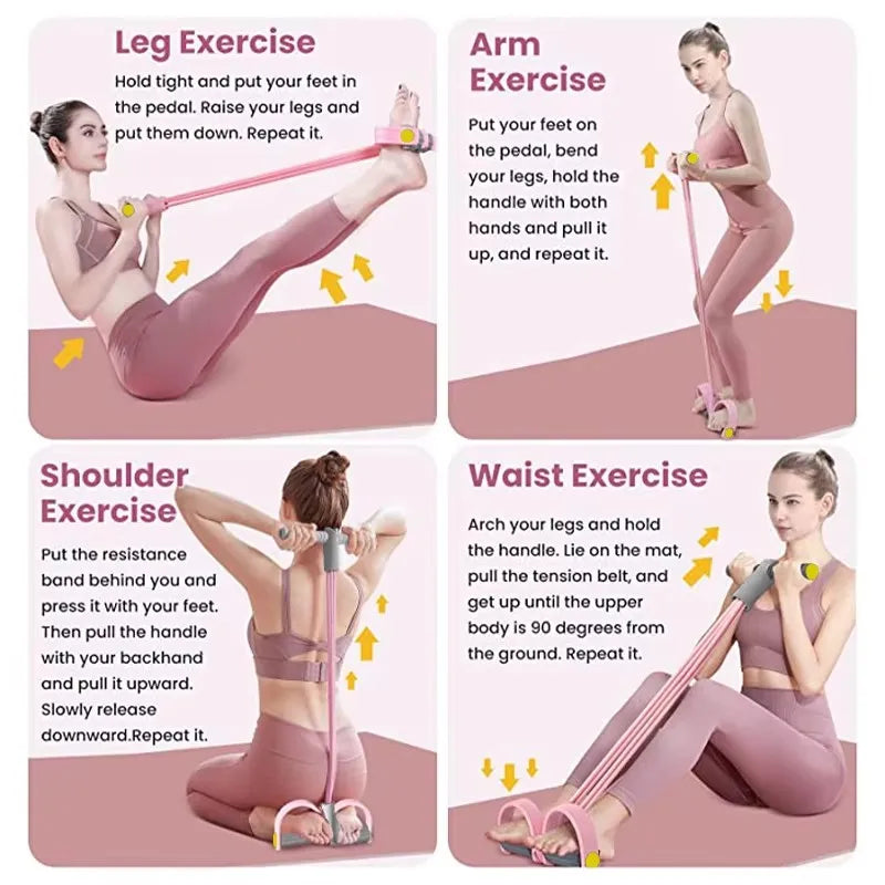Bandas de resistencia de 4 tubos Fitness Gum
