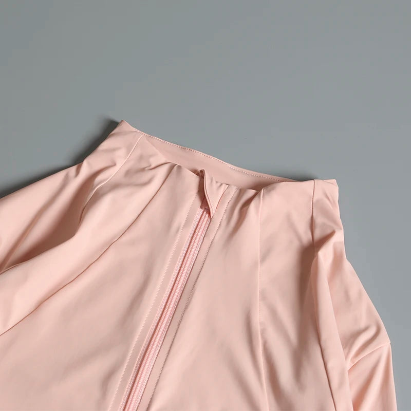 Chaqueta de cuello redondo de alta elasticidad
