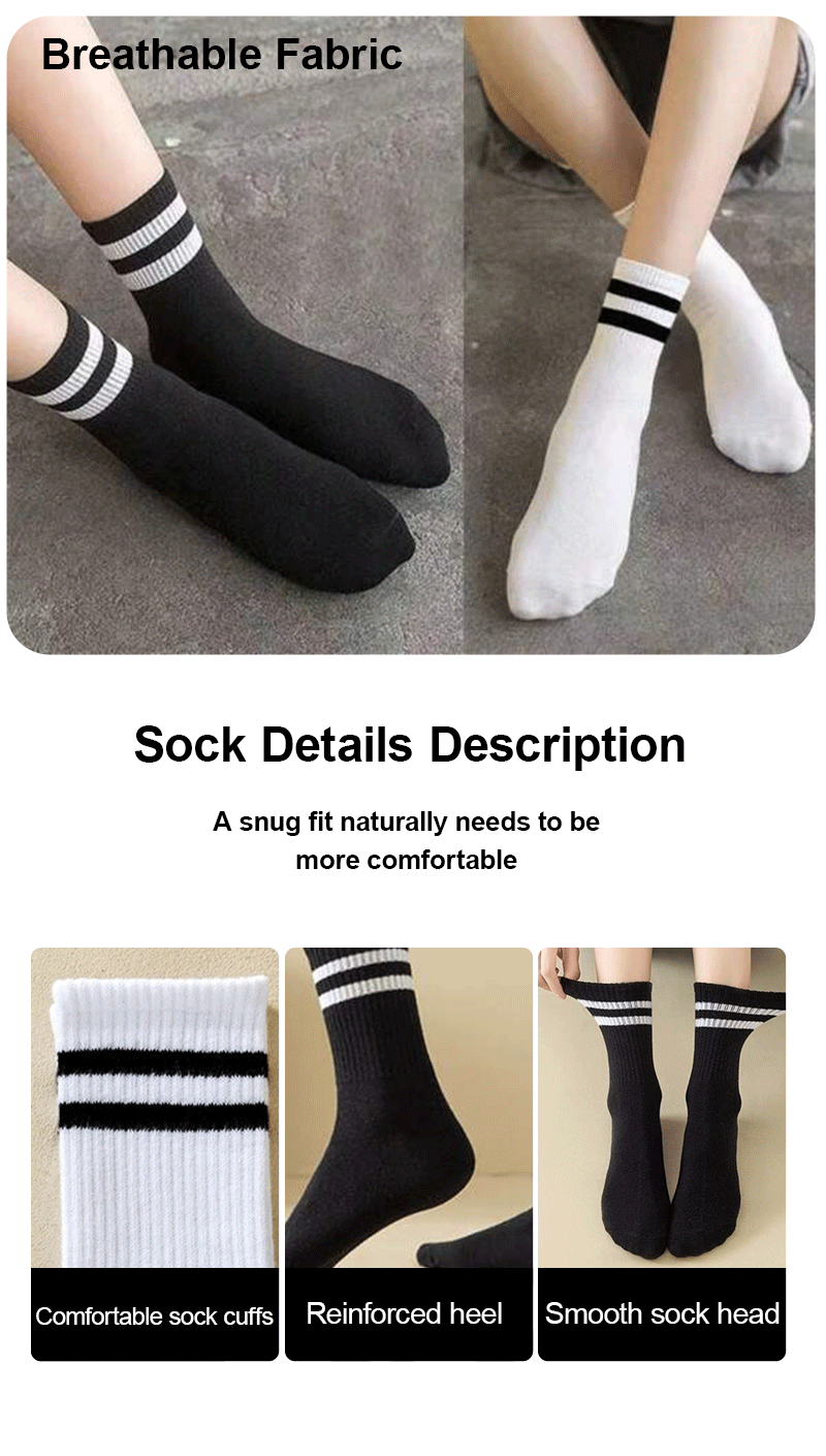 4 Pares de calcetines versátiles para mujer con patrón de barras paralelas