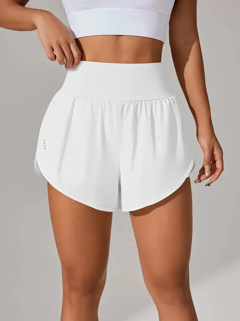 Short deportivo de verano para mujer de malla 2 en 1 transpirable de cintura alta ideales para correr o hacer yoga.