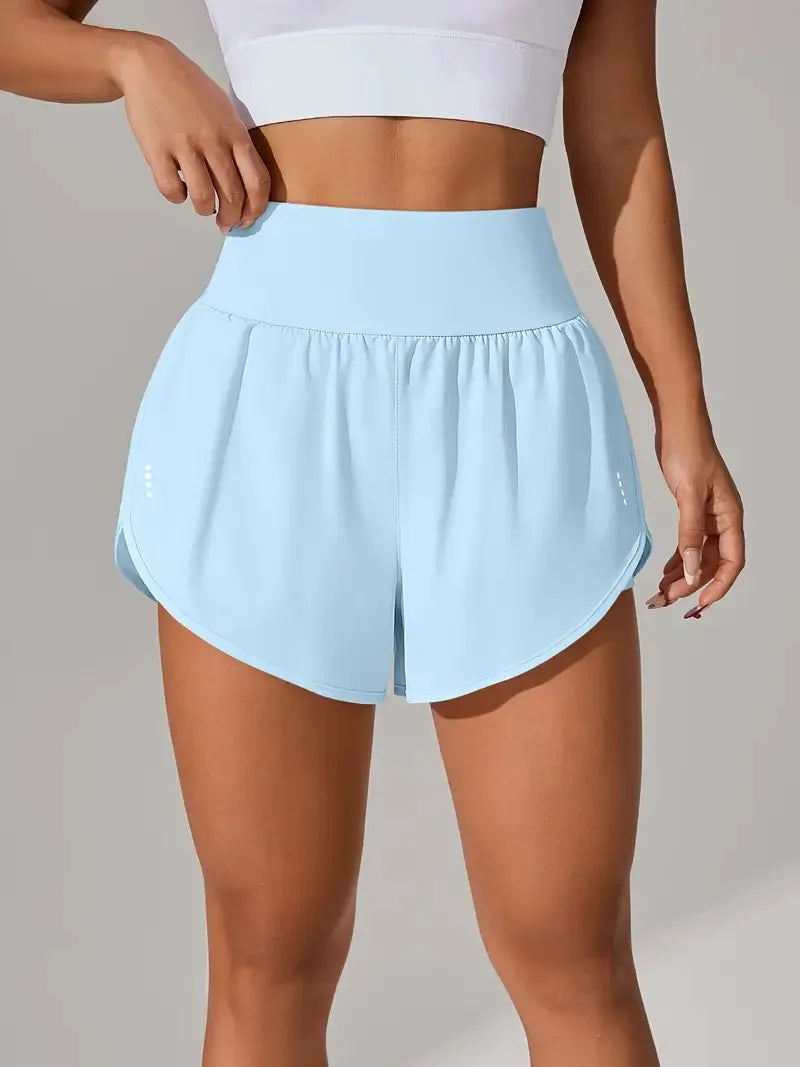 Short deportivo de verano para mujer de malla 2 en 1 transpirable de cintura alta ideales para correr o hacer yoga.