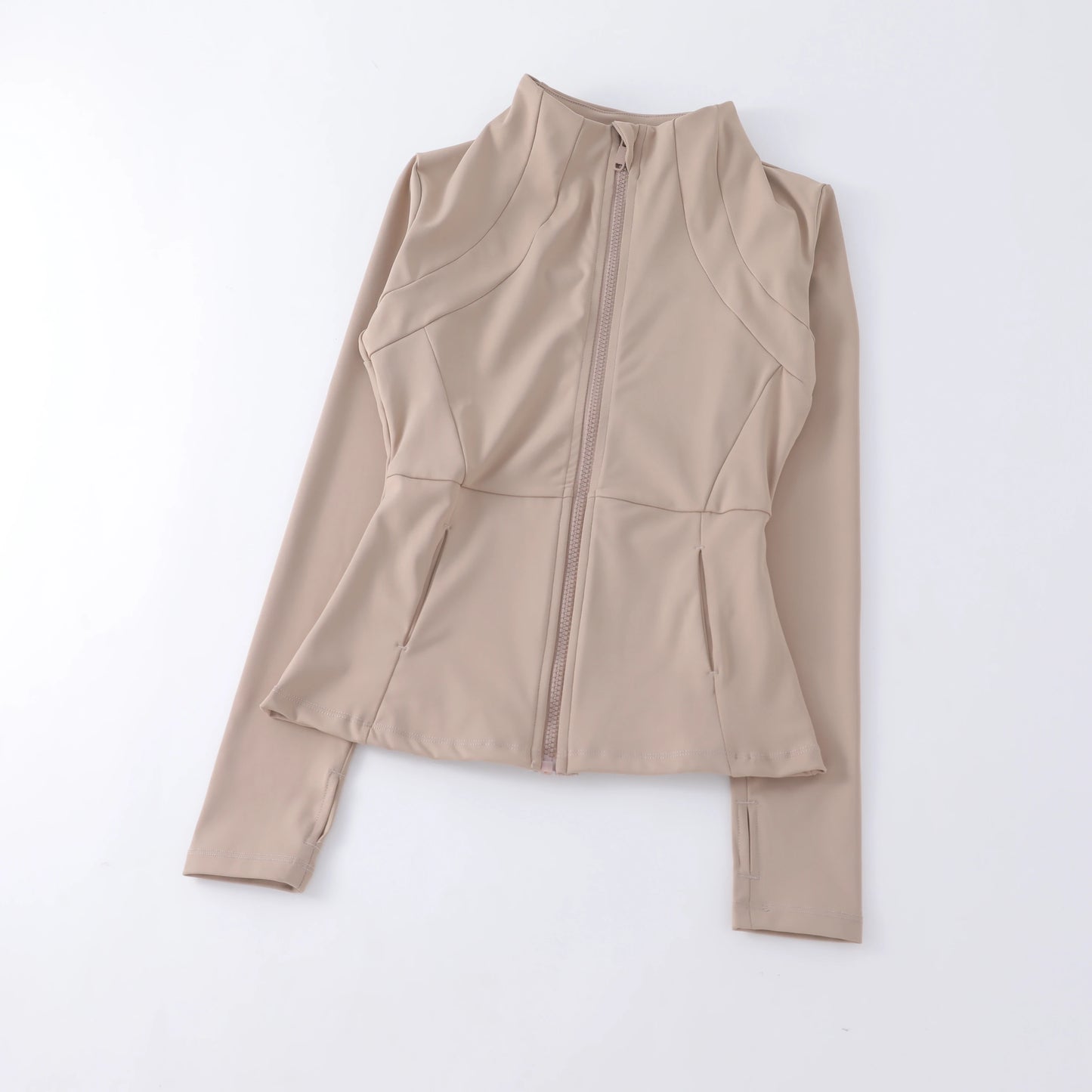 Chaqueta de cuello redondo de alta elasticidad