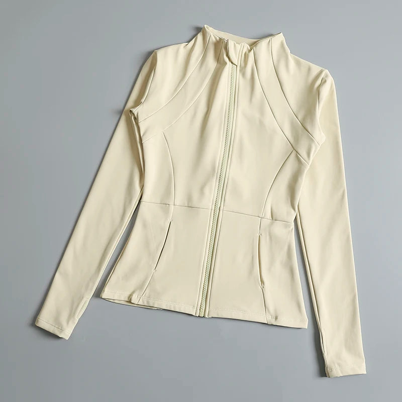 Chaqueta de cuello redondo de alta elasticidad