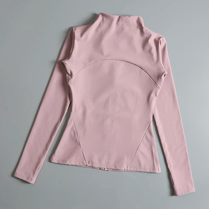 Chaqueta de cuello redondo de alta elasticidad