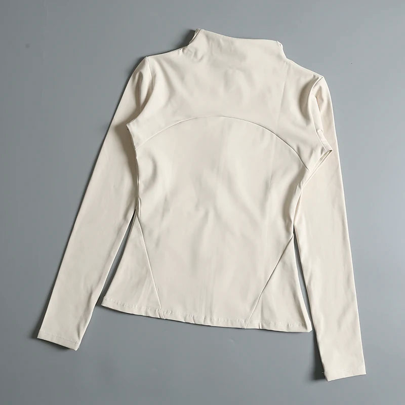 Chaqueta de cuello redondo de alta elasticidad