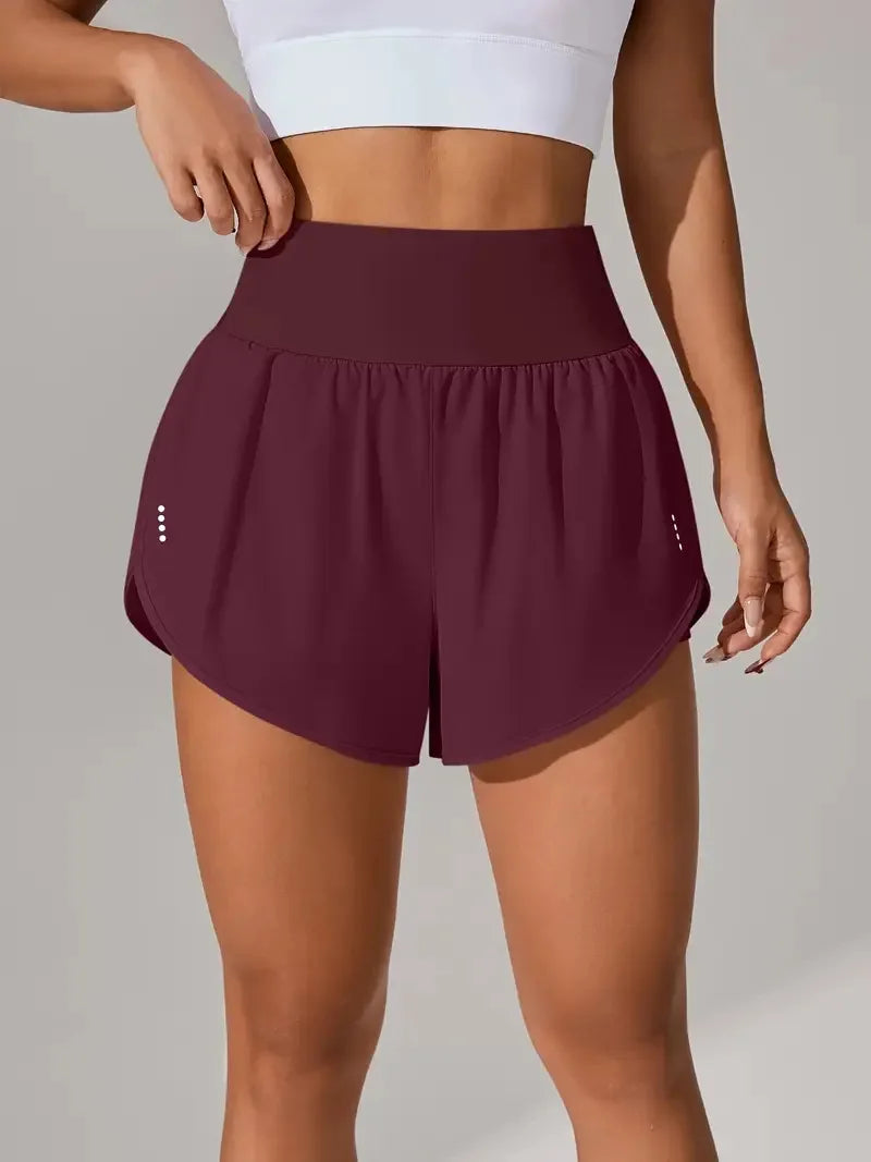 Short deportivo de verano para mujer de malla 2 en 1 transpirable de cintura alta ideales para correr o hacer yoga.