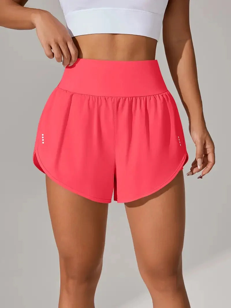 Short deportivo de verano para mujer de malla 2 en 1 transpirable de cintura alta ideales para correr o hacer yoga.