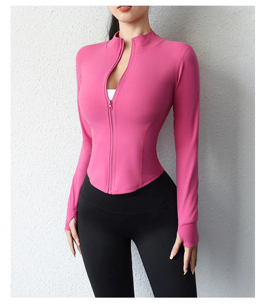 Chaqueta deportiva corta de yoga para mujer