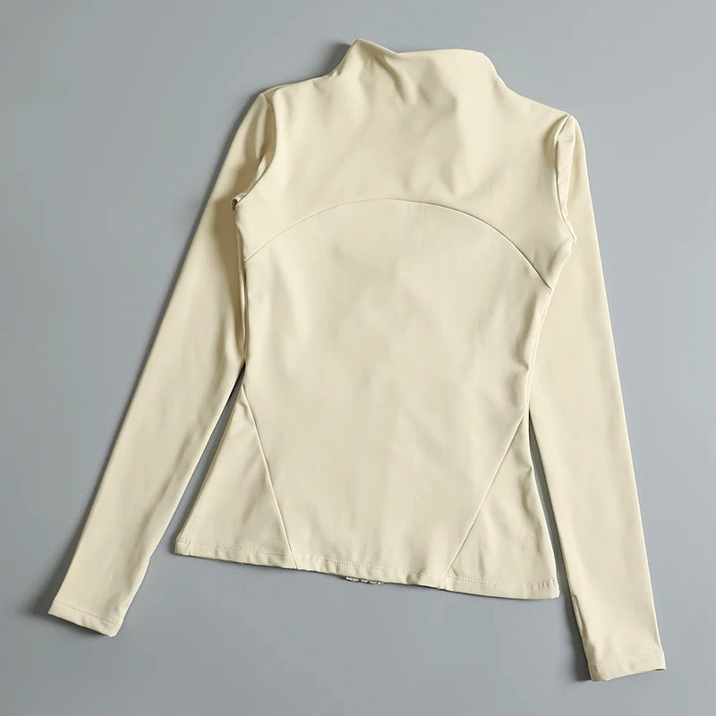 Chaqueta de cuello redondo de alta elasticidad