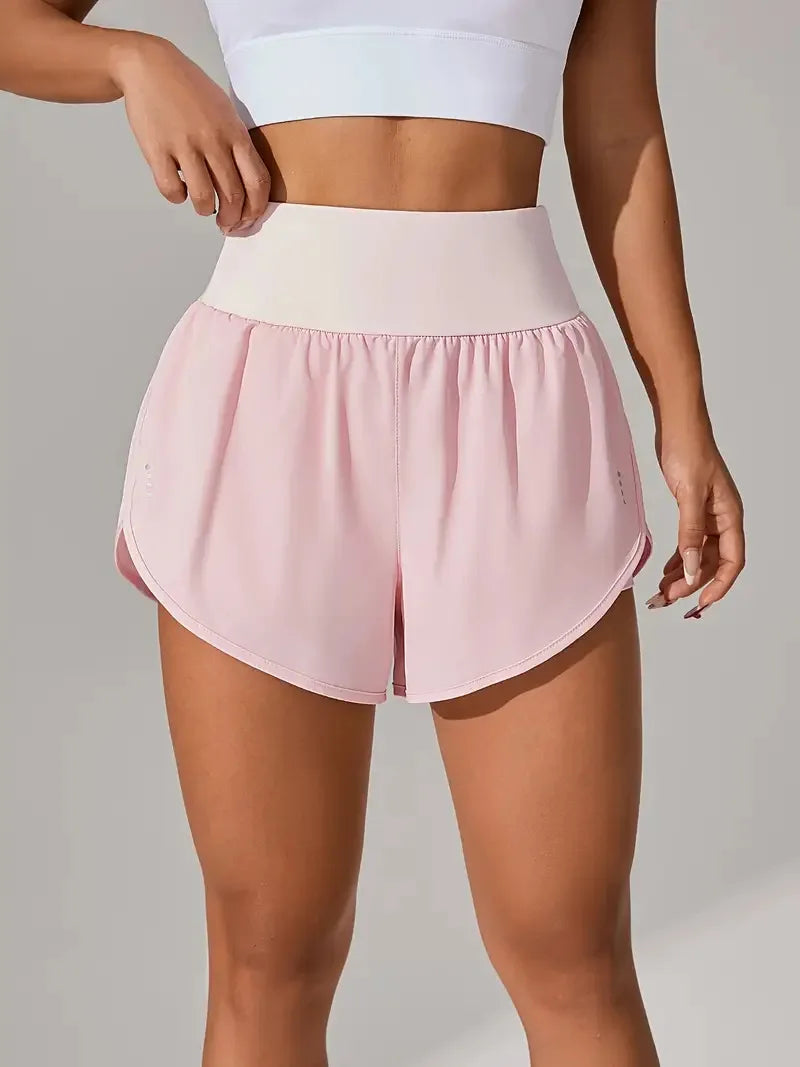 Short deportivo de verano para mujer de malla 2 en 1 transpirable de cintura alta ideales para correr o hacer yoga.