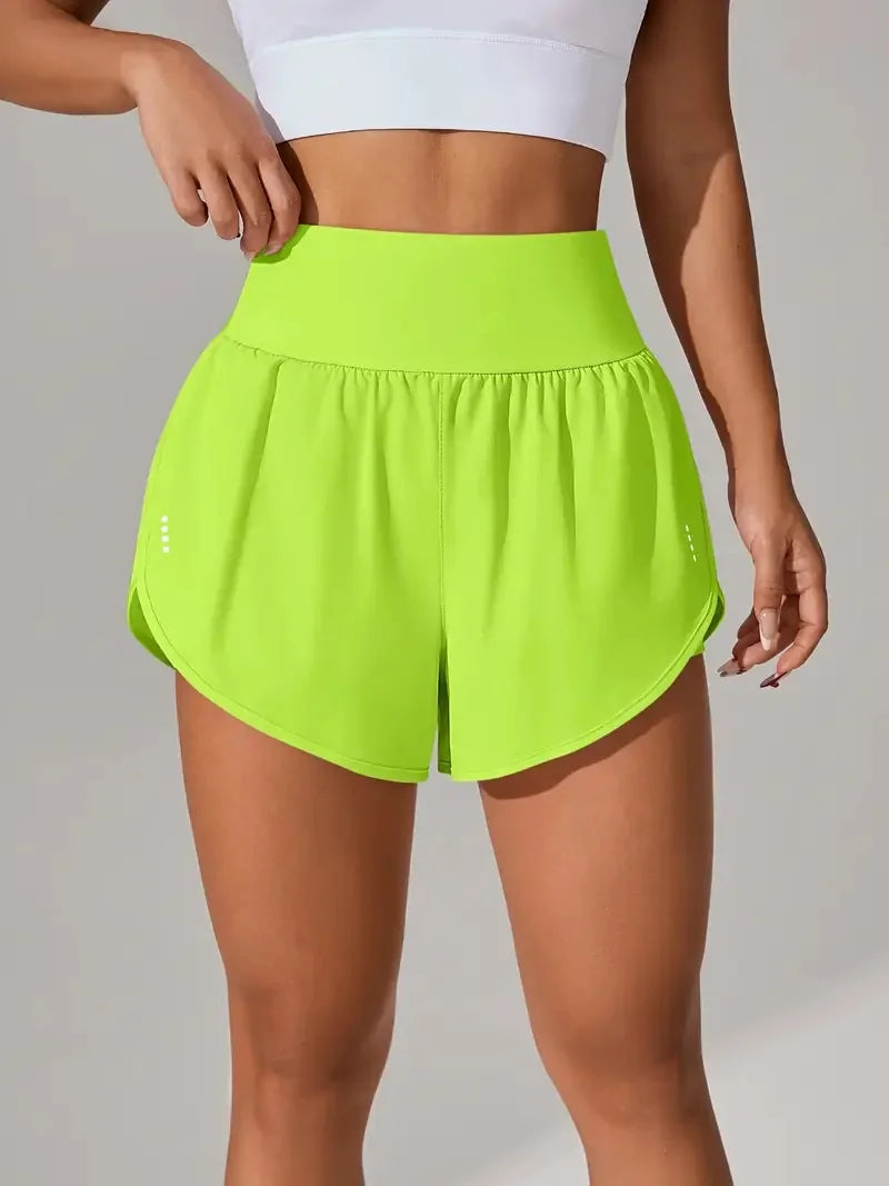 Short deportivo de verano para mujer de malla 2 en 1 transpirable de cintura alta ideales para correr o hacer yoga.