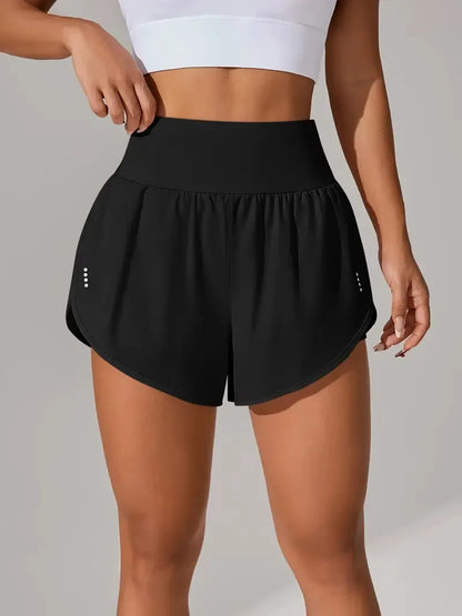 Short deportivo de verano para mujer de malla 2 en 1 transpirable de cintura alta ideales para correr o hacer yoga.