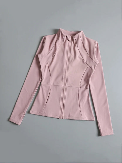 Chaqueta de cuello redondo de alta elasticidad