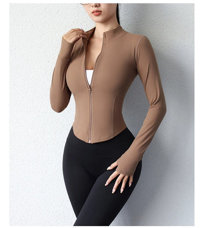 Chaqueta deportiva corta de yoga para mujer