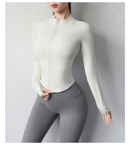 Chaqueta deportiva corta de yoga para mujer