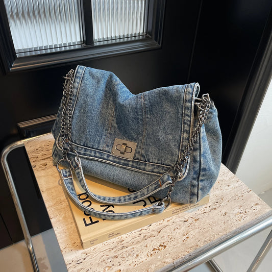 Denim bag women 2025 New fashion casual shoulder bags large capacity Tote Bag class commuting crossbody Bags for women bolsa sac