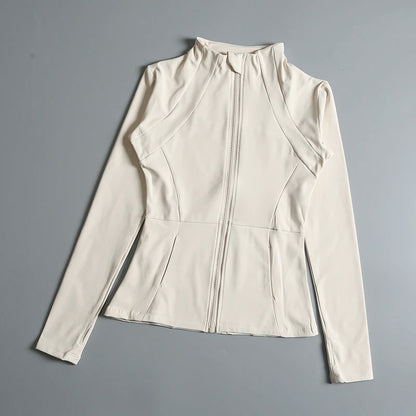 Chaqueta de cuello redondo de alta elasticidad