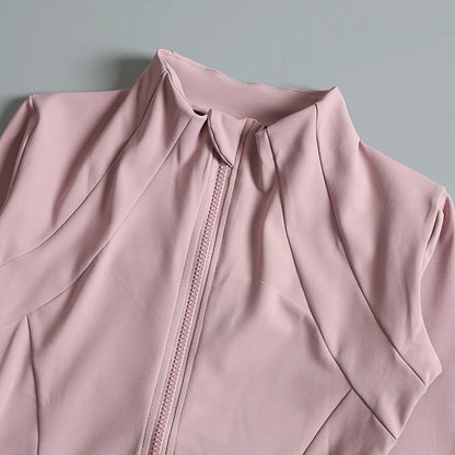 Chaqueta de cuello redondo de alta elasticidad