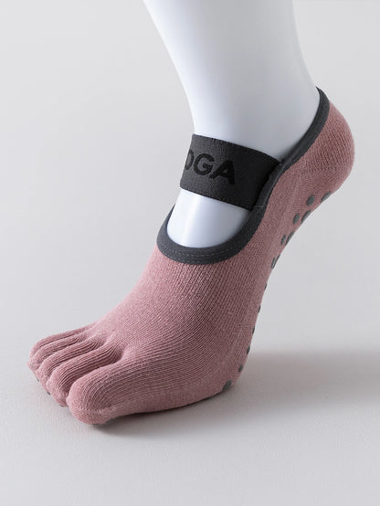 1 par de calcetines de cinco dedos para mujer, calcetines de yoga antideslizantes profesionales