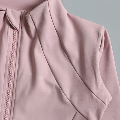 Chaqueta de cuello redondo de alta elasticidad