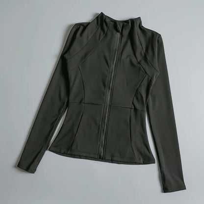 Chaqueta de cuello redondo de alta elasticidad