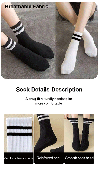 4 Pares  de calcetines versátiles para mujer con patrón de barras paralelas
