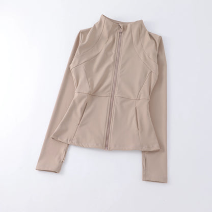 Chaqueta de cuello redondo de alta elasticidad