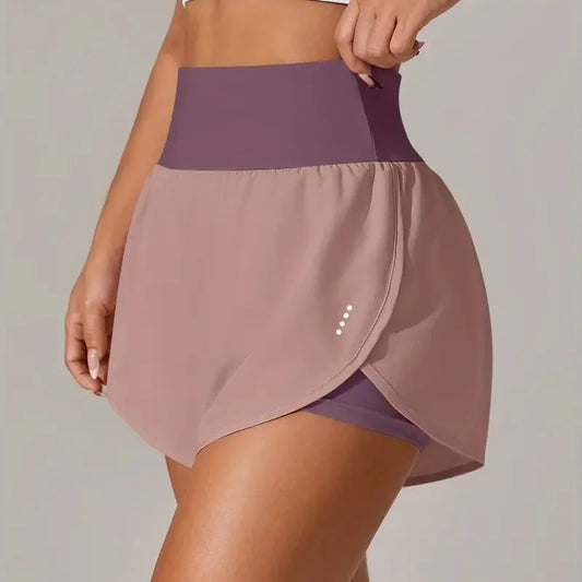 Short deportivo de verano para mujer de malla 2 en 1 transpirable de cintura alta ideales para correr o hacer yoga.