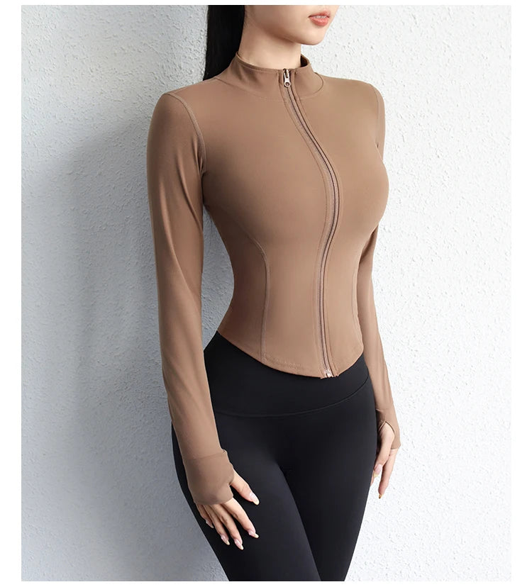 Chaqueta deportiva corta de yoga para mujer